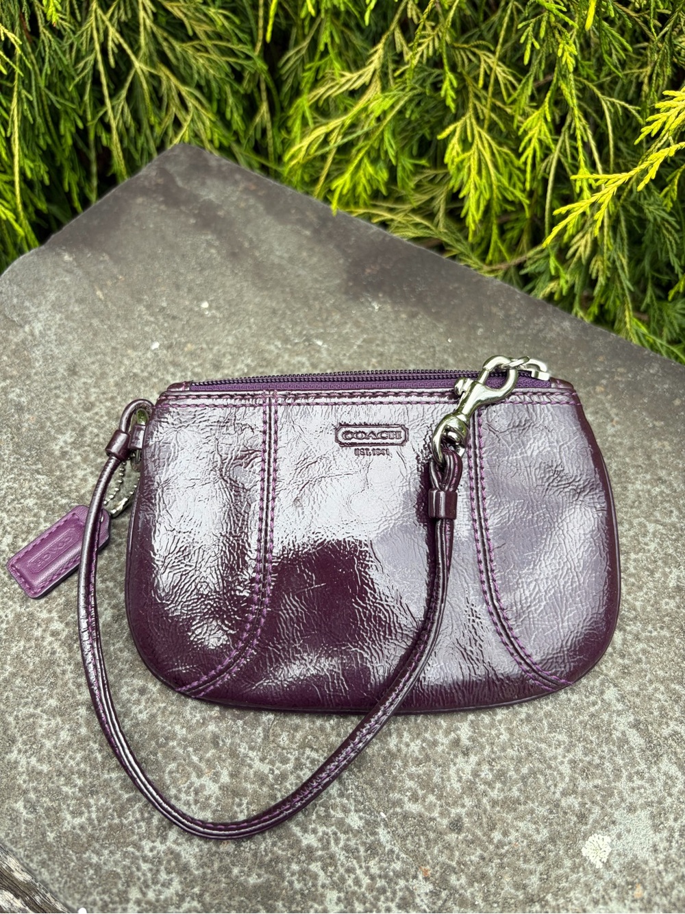 Coach Plum Purple Patent Leather Wristlet